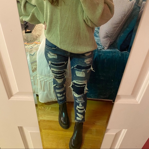 rag & bone Denim - Dre Distressed & Repaired Mid-Rise Skinny Jeans